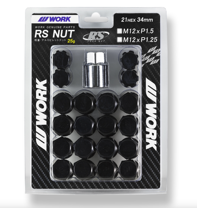 Work Emotion RS Nuts 1.25 Black with Locking Nuts - Yakuza Motorsports
